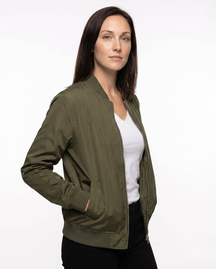 Women's Classic Relaxed Bomber Jacket for Everyday Casual Wear