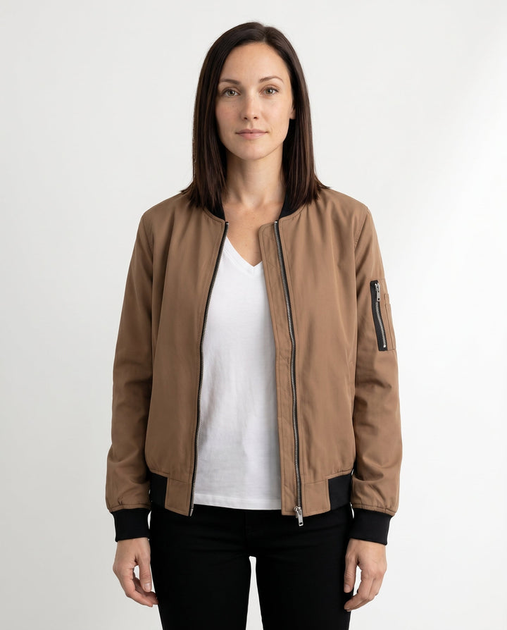 Women's Classic Relaxed Bomber Jacket for Everyday Casual Wear