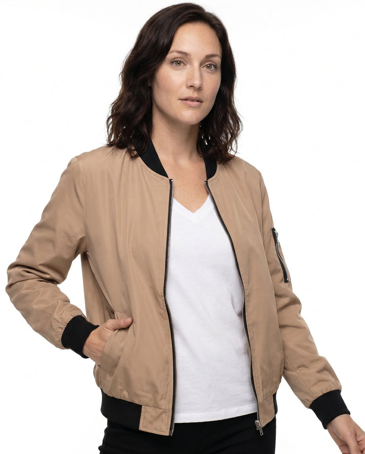 Women's Classic Relaxed Bomber Jacket for Everyday Casual Wear