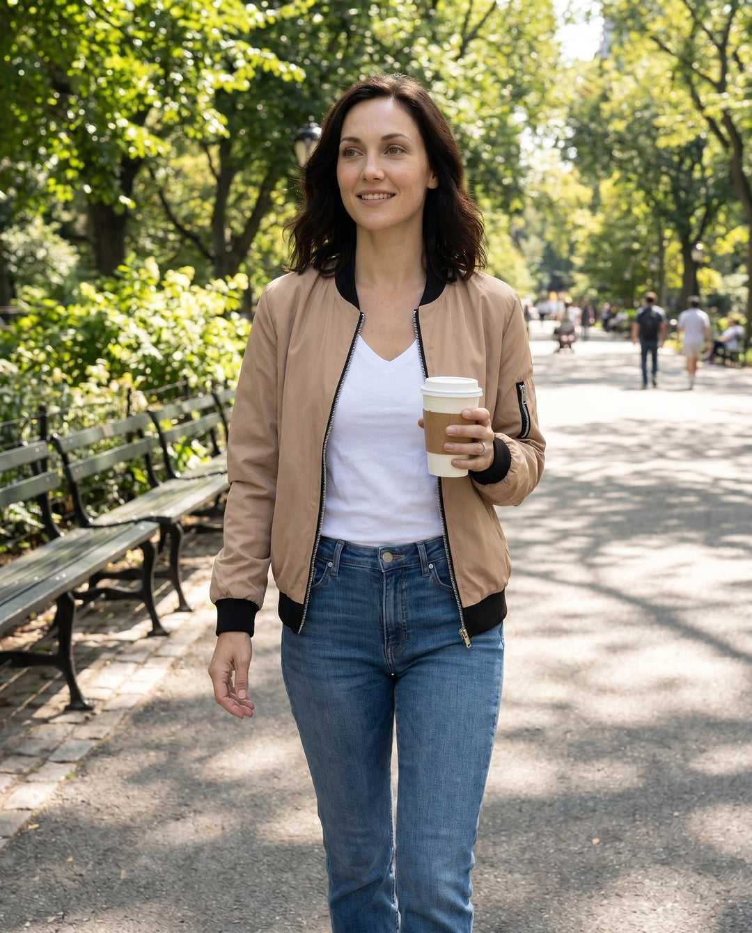 Women's Classic Relaxed Bomber Jacket for Everyday Casual Wear