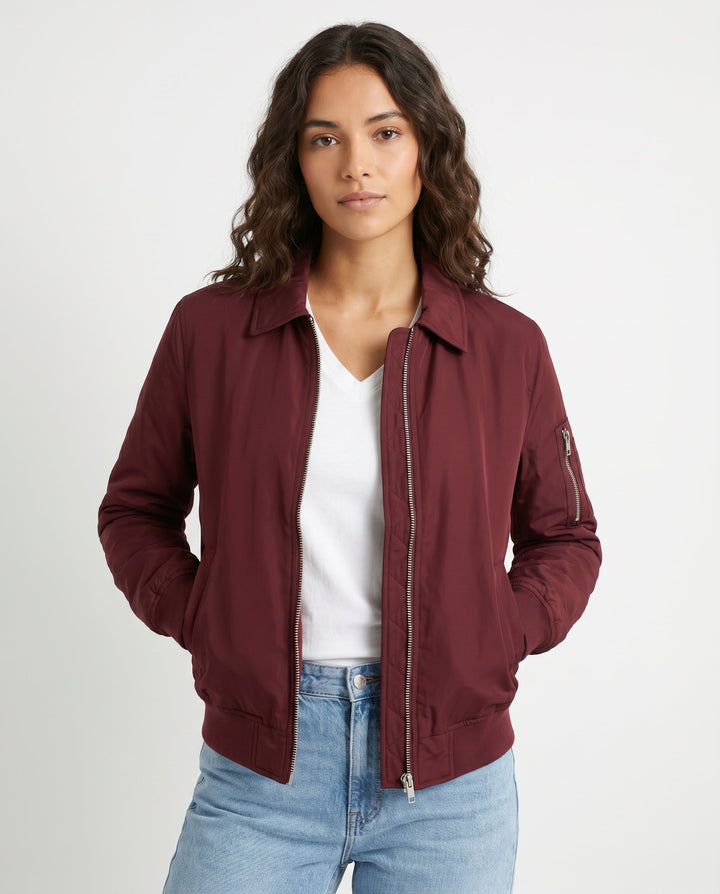 Women's Classic Relaxed Bomber Jacket for Everyday Casual Wear