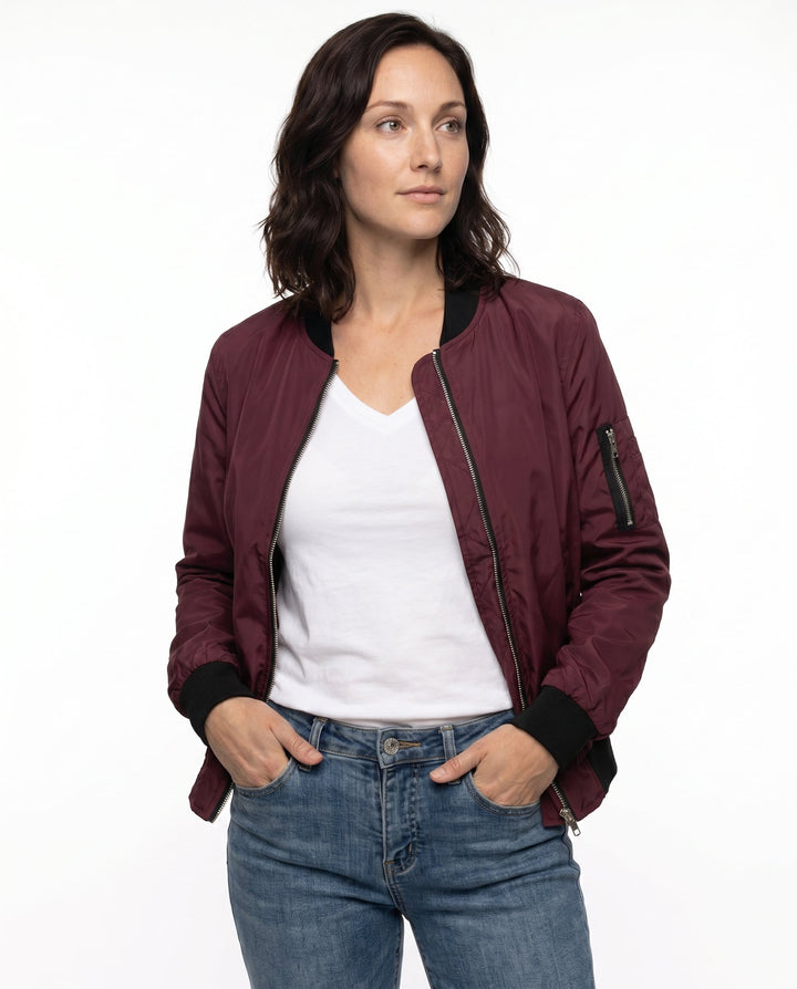 Women's Classic Relaxed Bomber Jacket for Everyday Casual Wear