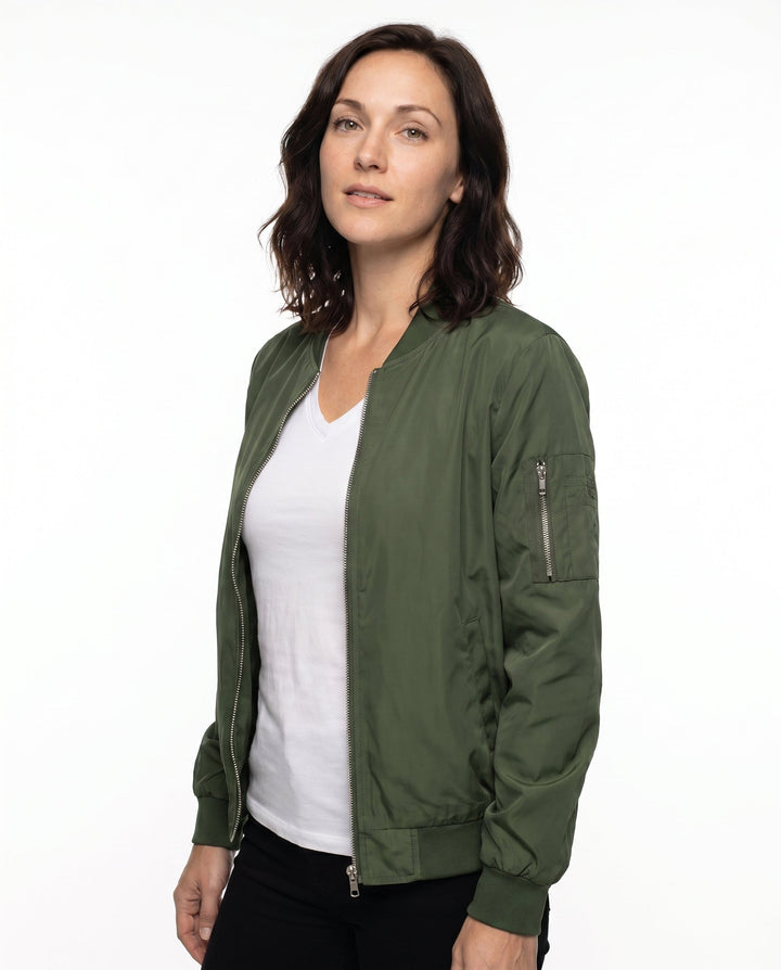 Women's Classic Relaxed Bomber Jacket for Everyday Casual Wear