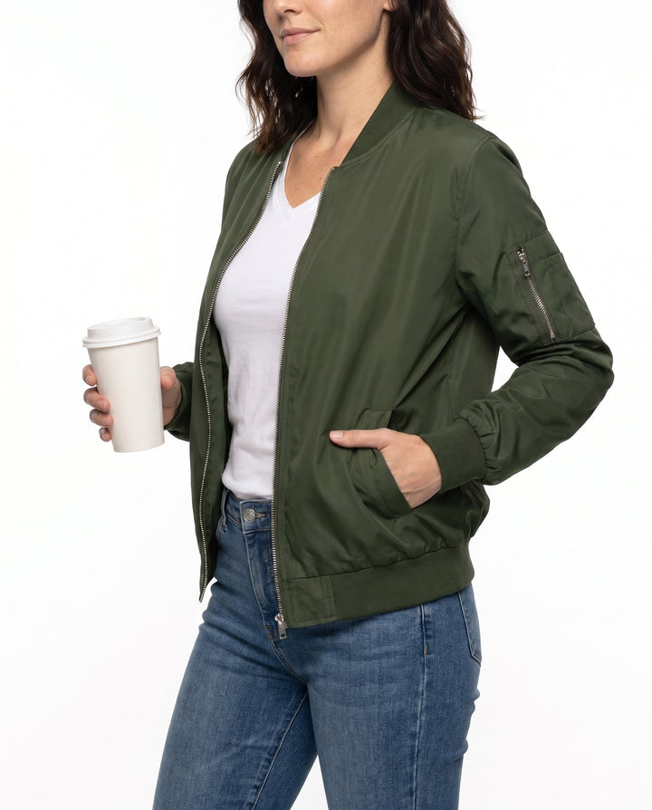 Women's Classic Relaxed Bomber Jacket for Everyday Casual Wear