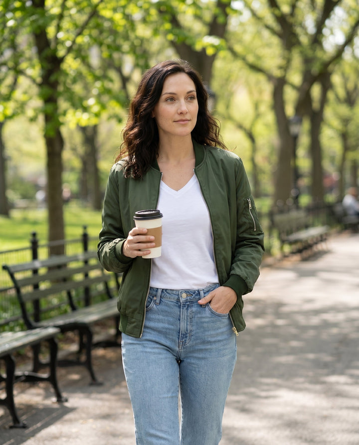 Women's Classic Relaxed Bomber Jacket for Everyday Casual Wear