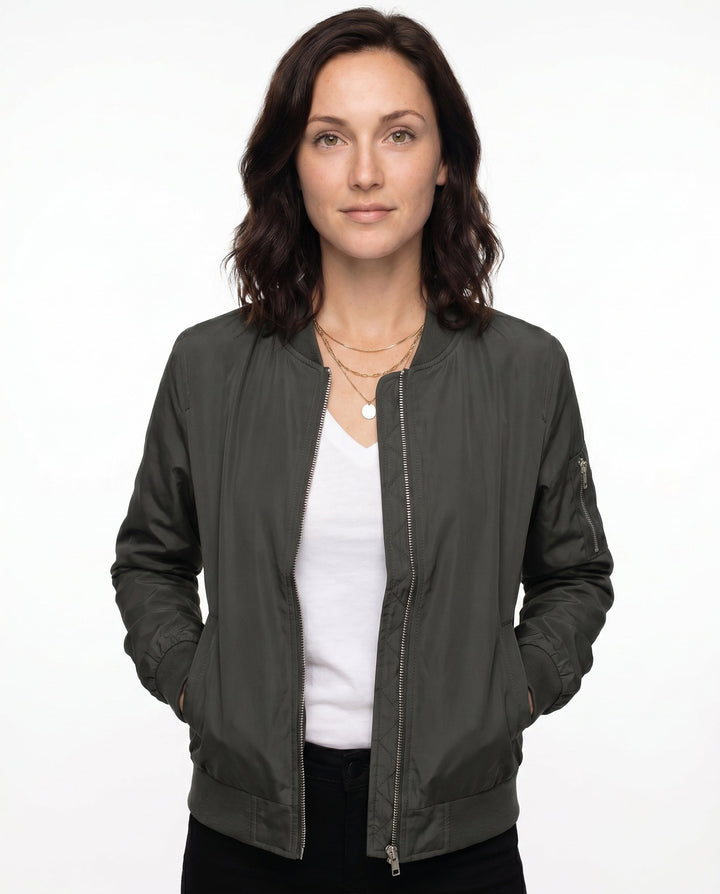 Women's Classic Relaxed Bomber Jacket for Everyday Casual Wear