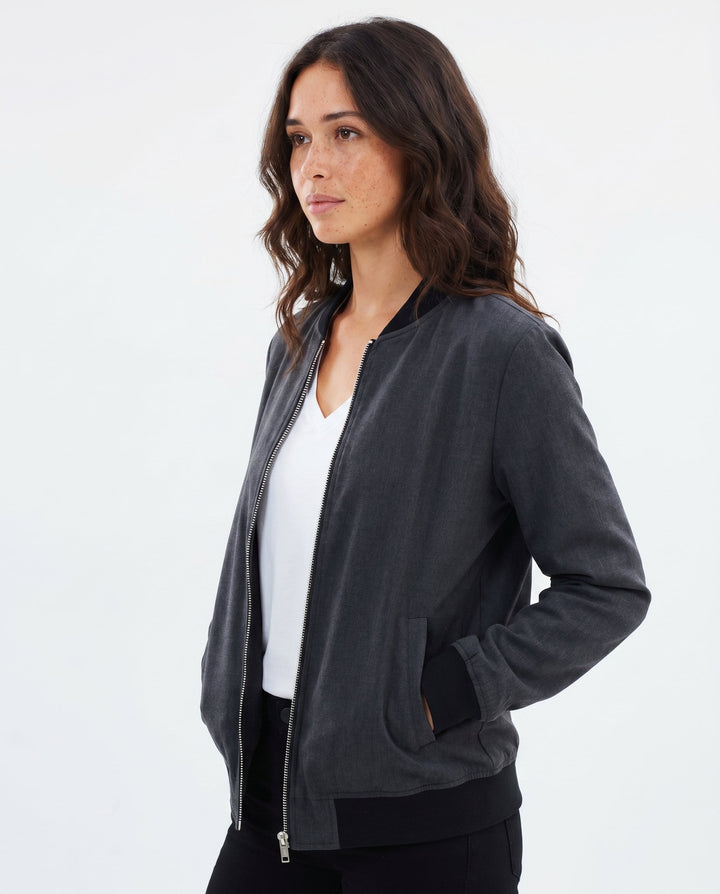 Women's Classic Relaxed Bomber Jacket for Everyday Casual Wear