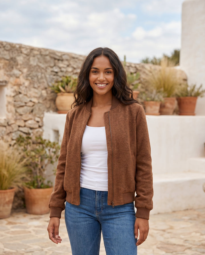 Women's Refined Textured Bomber Jacket