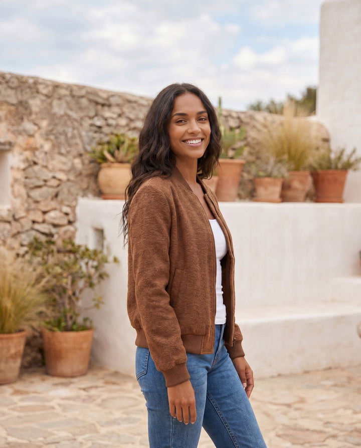 Women's Refined Textured Bomber Jacket