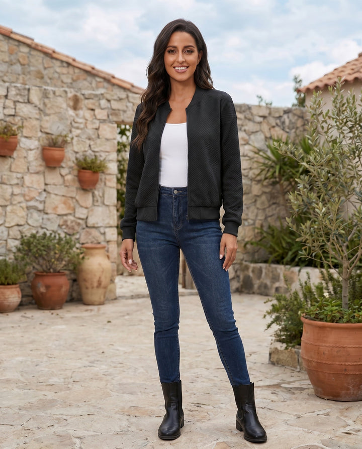 Women's Refined Textured Bomber Jacket