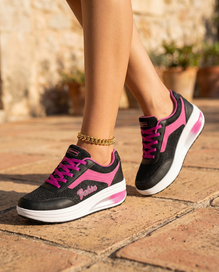 Rachel | Women's Glamorous Cushioned Lace-Up Sneakers