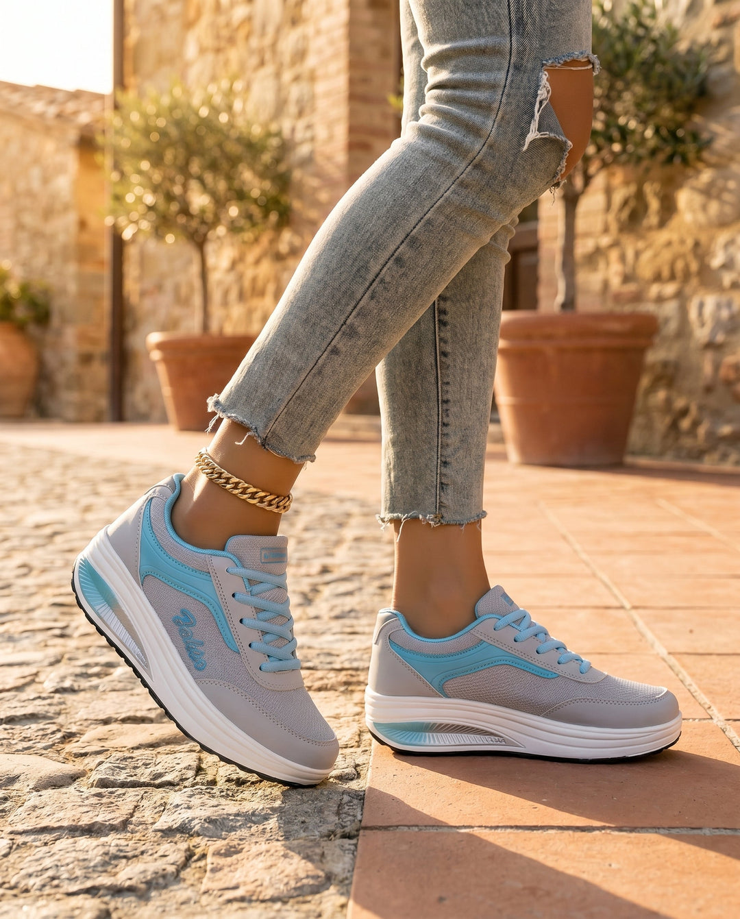 Rachel | Women's Glamorous Cushioned Lace-Up Sneakers