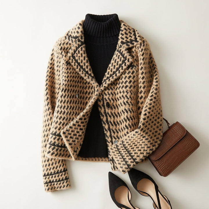 Women's Houndstooth Pattern Jacket