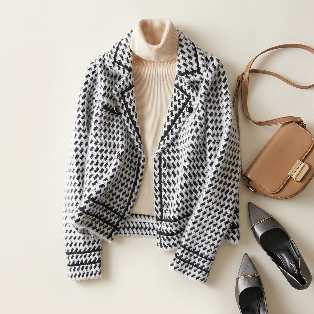 Women's Houndstooth Pattern Jacket