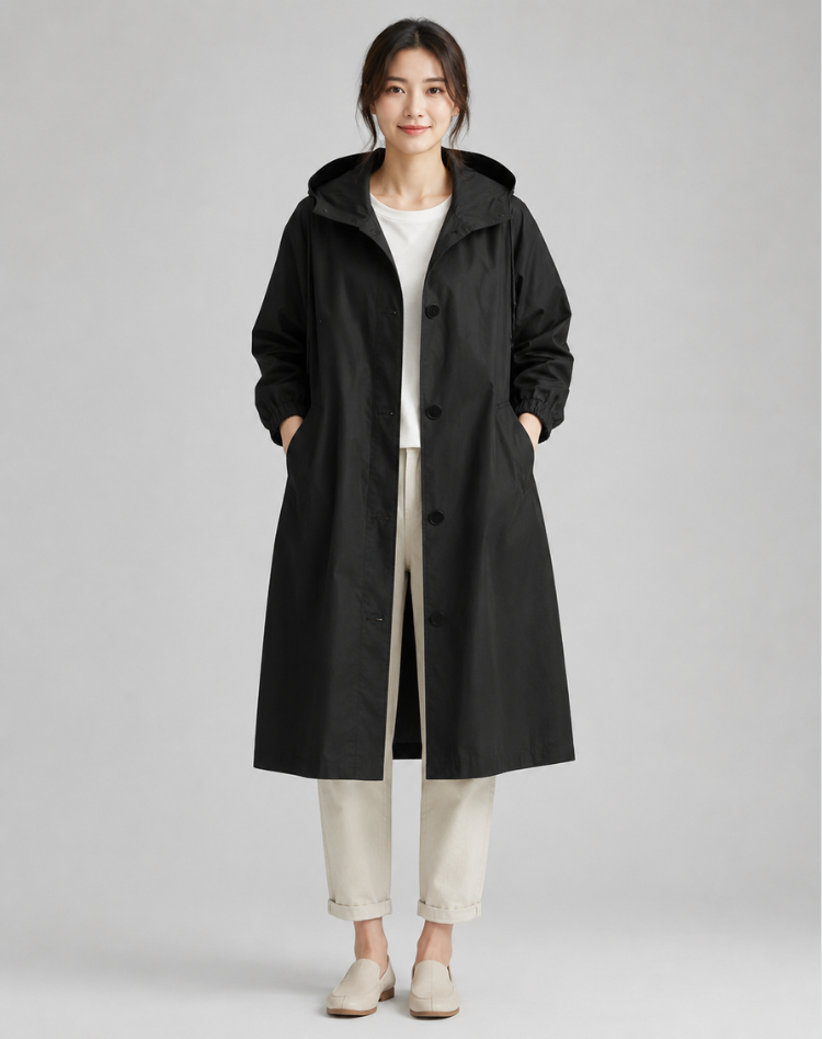 Women's Lightweight Hooded Trench Coat for Everyday Wear