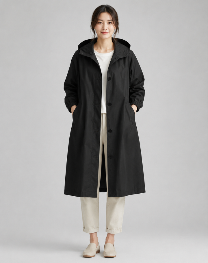 Women's Lightweight Hooded Trench Coat for Everyday Wear