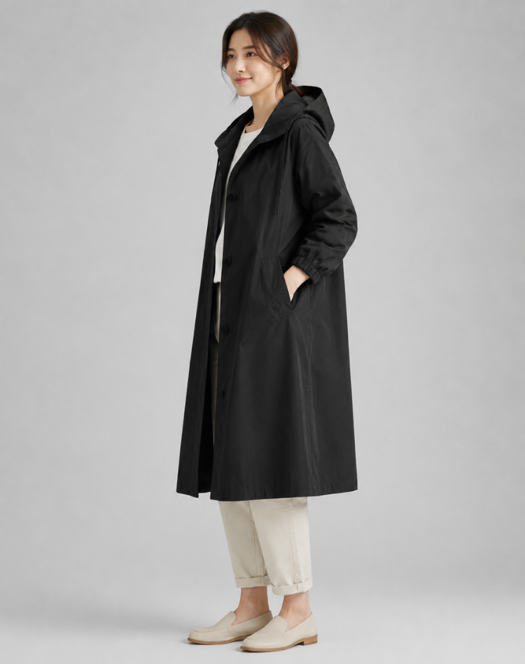 Women's Lightweight Hooded Trench Coat for Everyday Wear