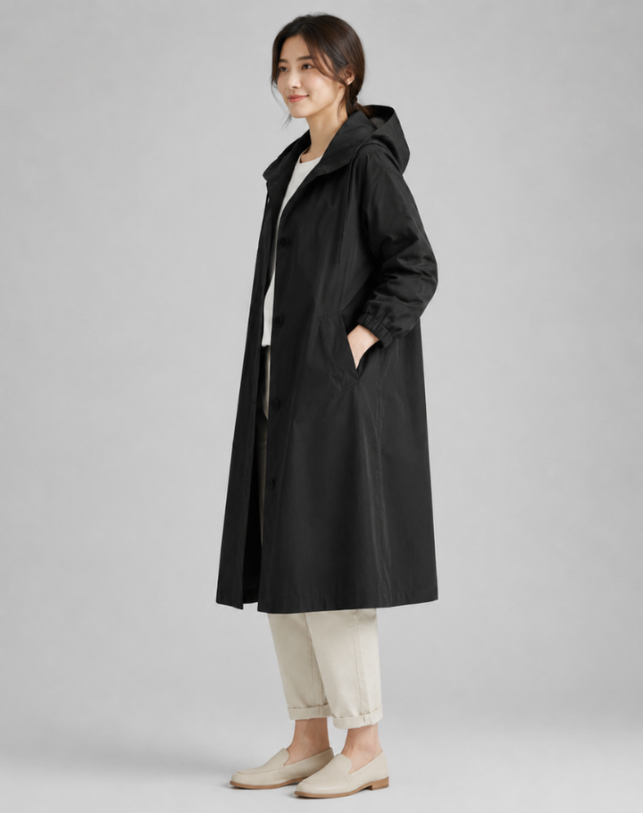 Women's Lightweight Hooded Trench Coat for Everyday Wear