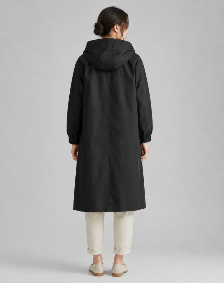 Women's Lightweight Hooded Trench Coat for Everyday Wear