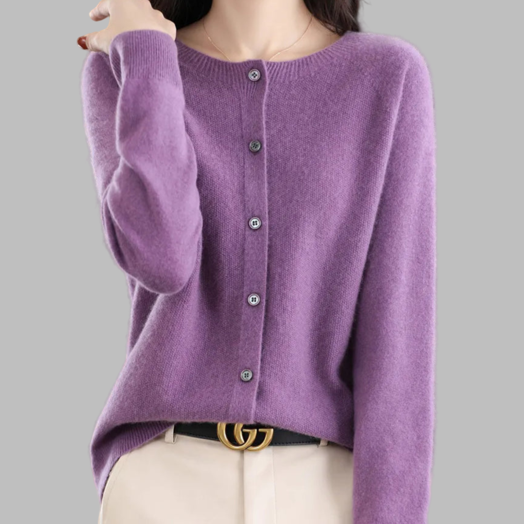 Women's O-Neck Knit Cardigan