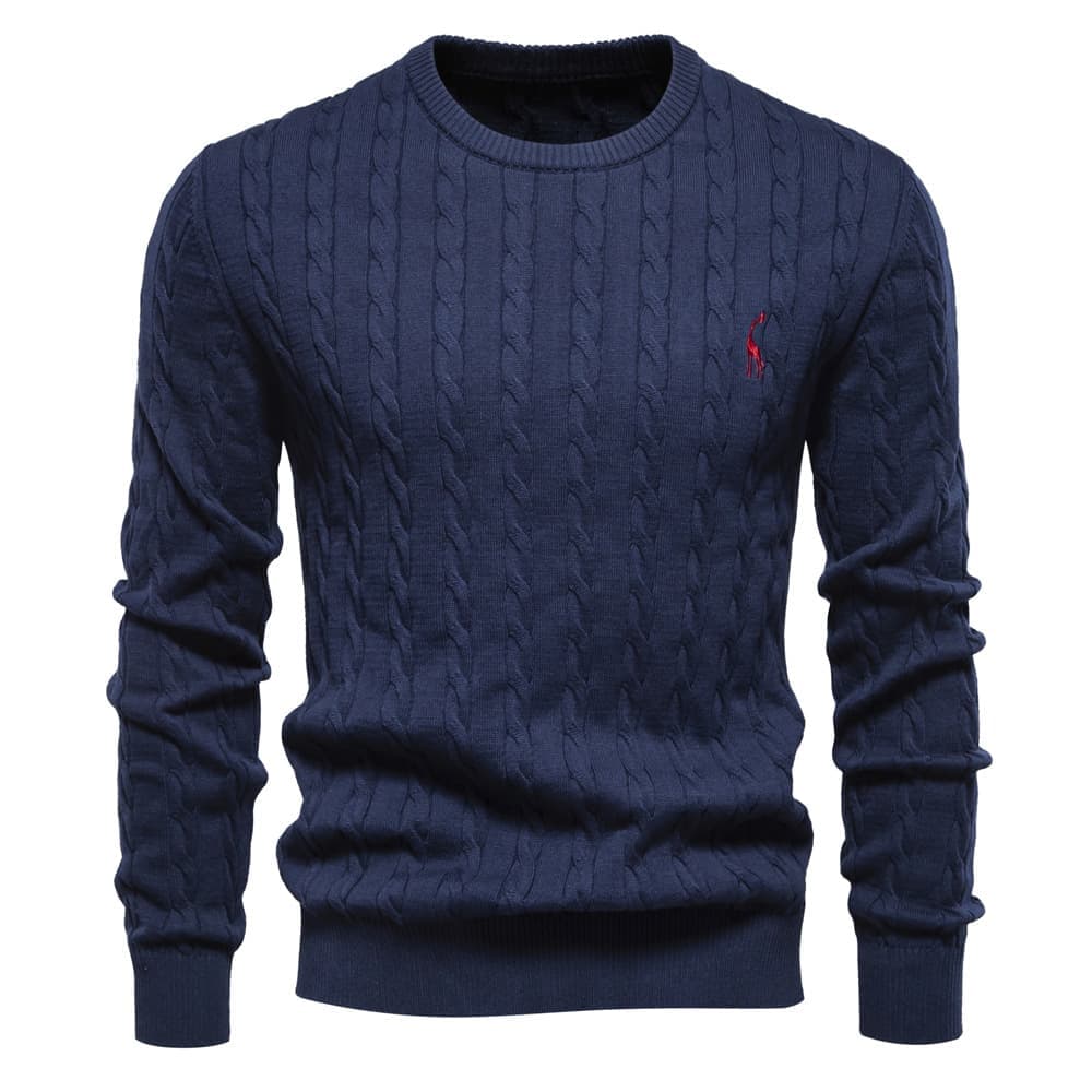 Men's Cable Knit Giraffe Pattern Sweater