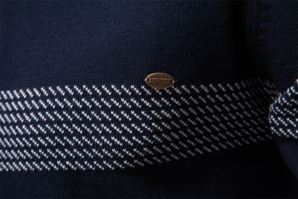 Men's Striped Half-Zip Knit Sweater