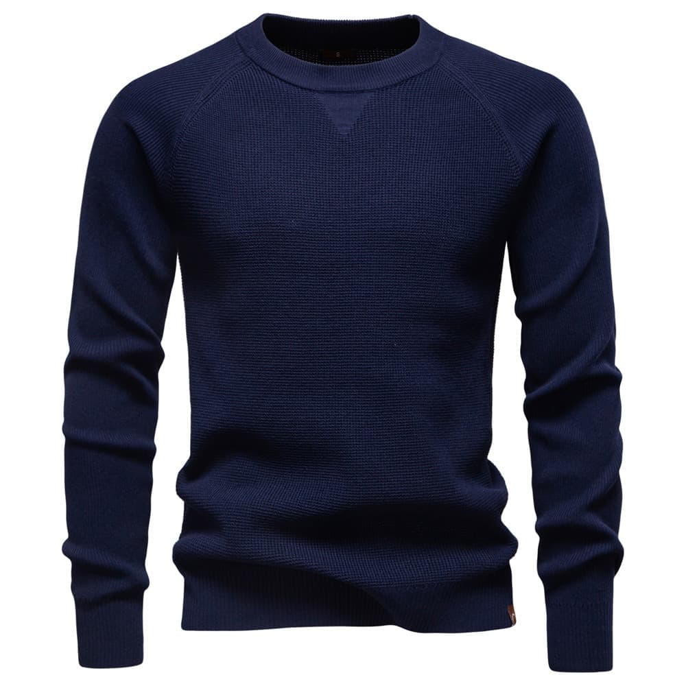 Men's Waffle Knit Crewneck Sweater for Cozy Style