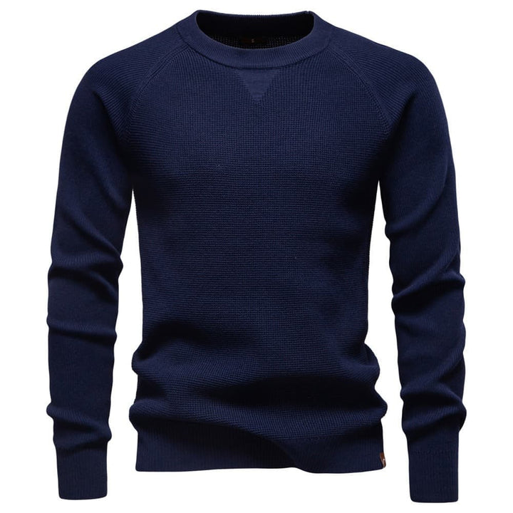 Men's Waffle Knit Crewneck Sweater for Cozy Style