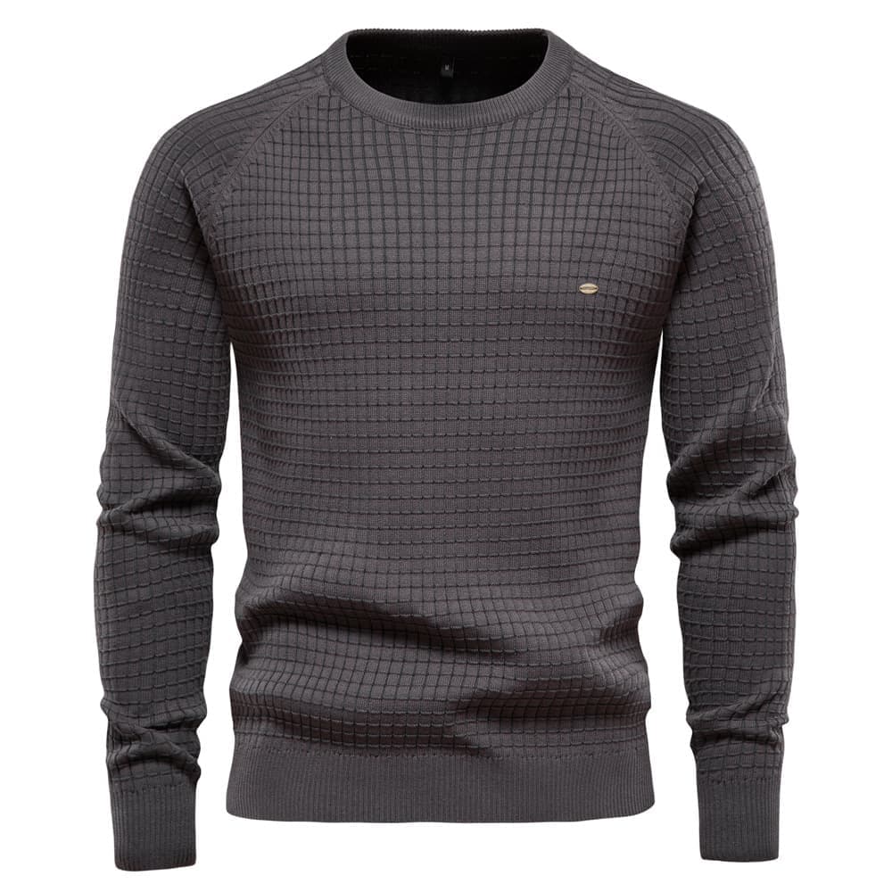 Men's Classic Grid Crew Neck Sweater
