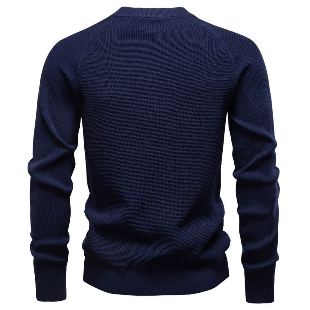 Men's Waffle Knit Crewneck Sweater for Cozy Style