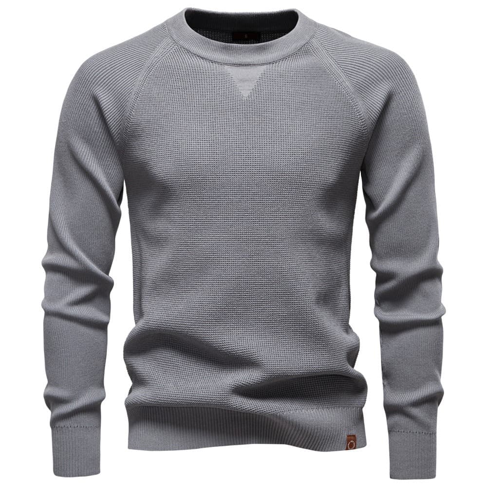 Men's Waffle Knit Crewneck Sweater for Cozy Style