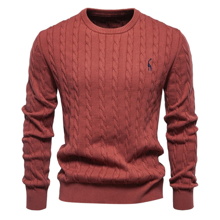 Men's Cable Knit Giraffe Pattern Sweater