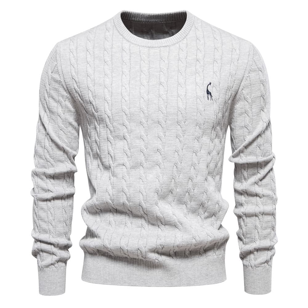 Men's Cable Knit Giraffe Pattern Sweater