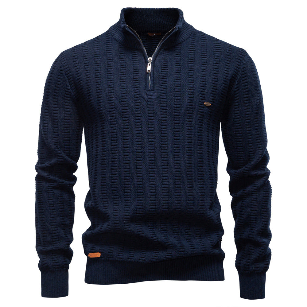 Men's Textured Half-Zip Knit Pullover Sweater