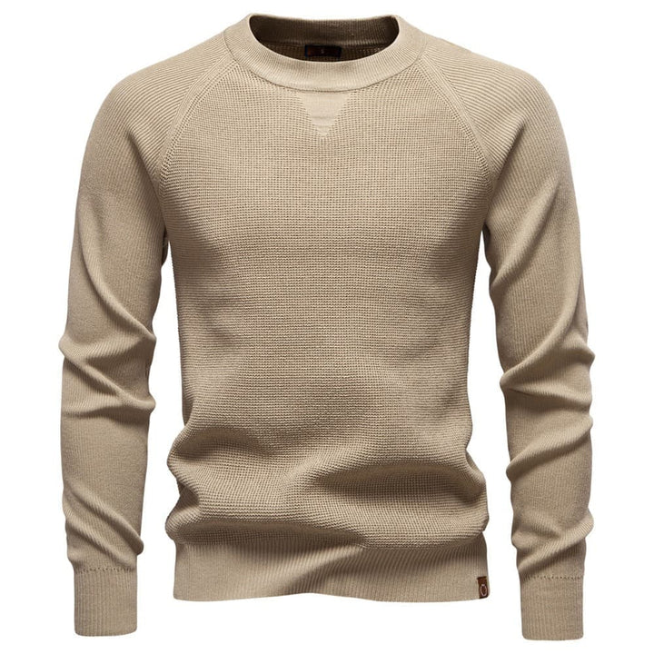 Men's Waffle Knit Crewneck Sweater for Cozy Style