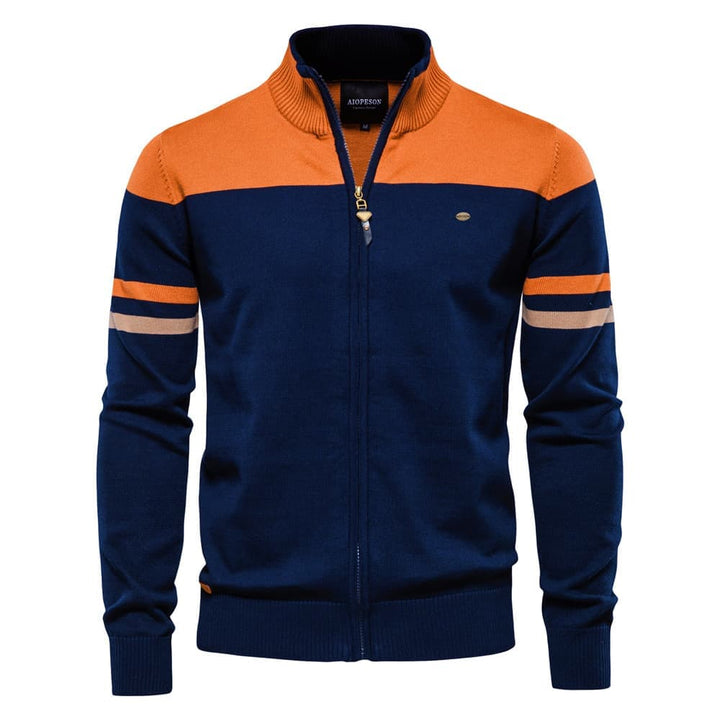 Men's Colorblock Zip-Up Knit Cardigan