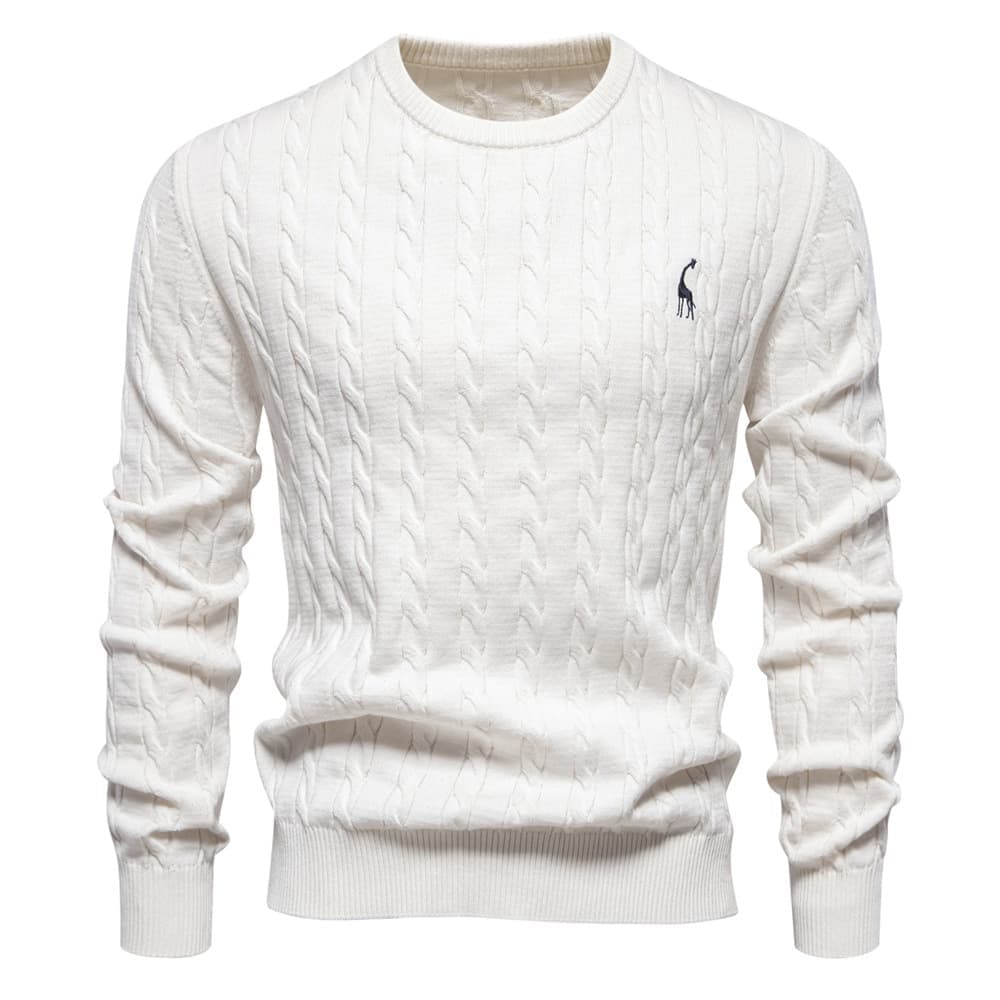 Men's Cable Knit Giraffe Pattern Sweater