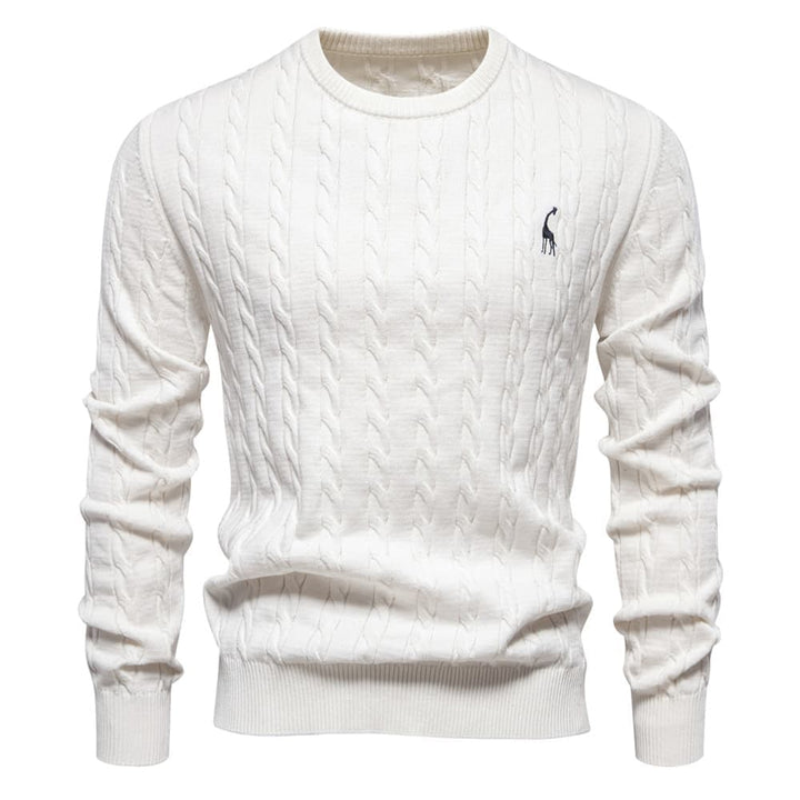 Men's Cable Knit Giraffe Pattern Sweater