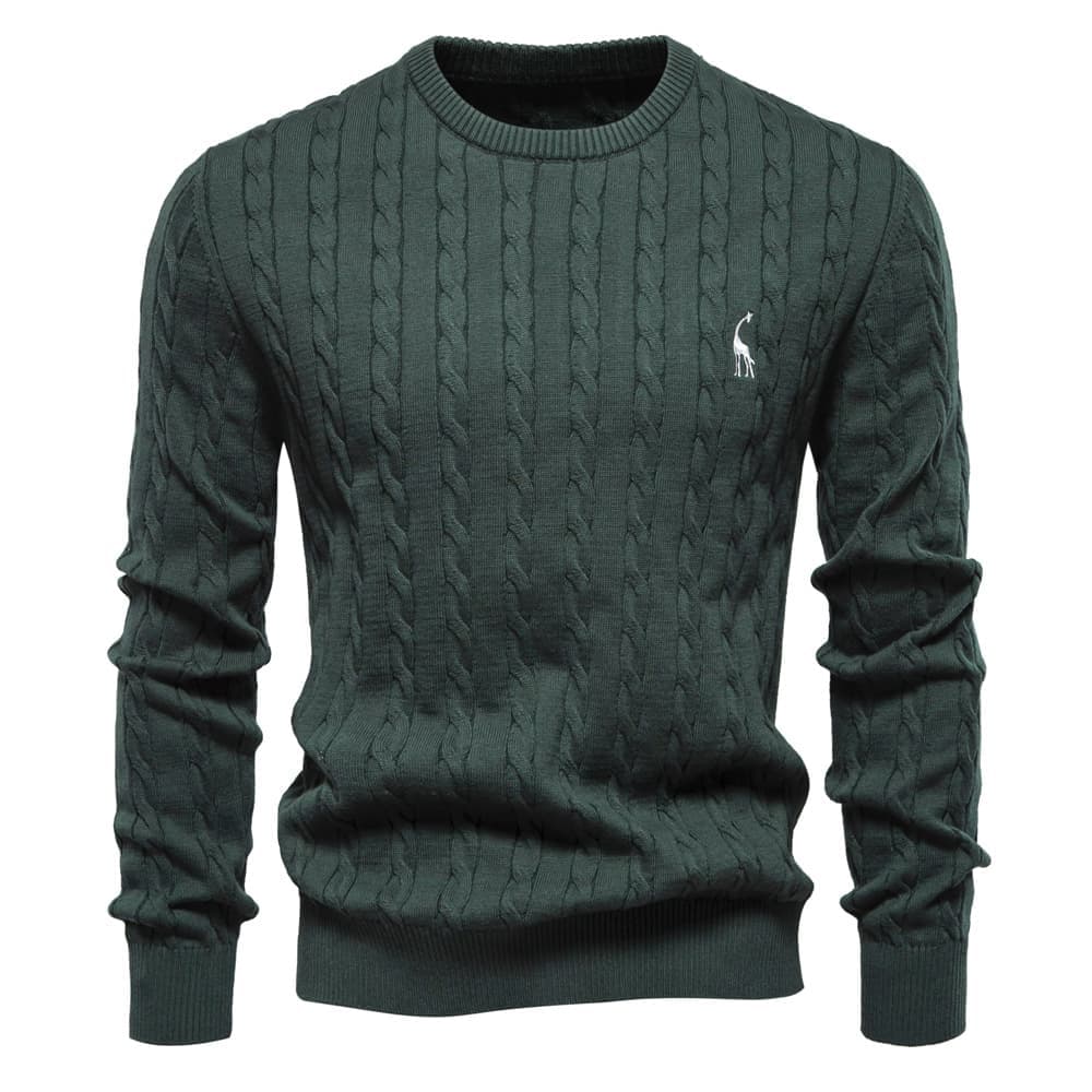 Men's Cable Knit Giraffe Pattern Sweater