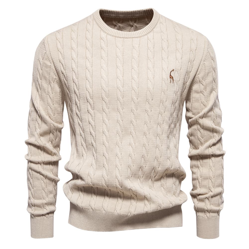 Men's Cable Knit Giraffe Pattern Sweater