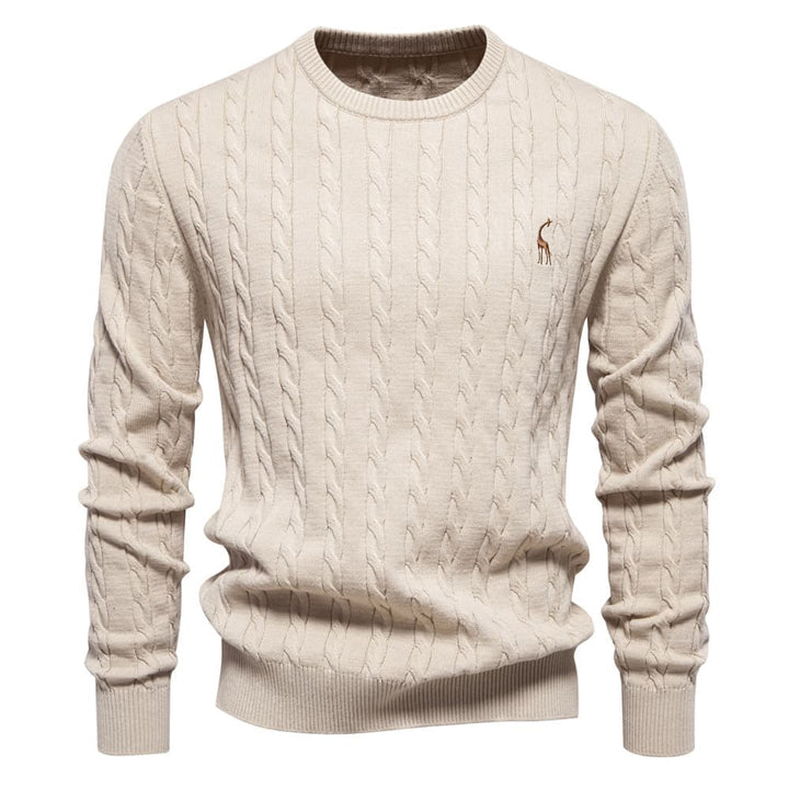 Men's Cable Knit Giraffe Pattern Sweater
