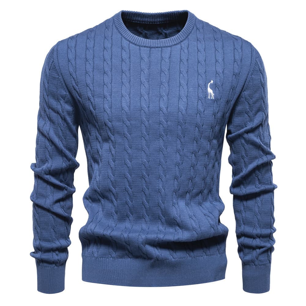 Men's Cable Knit Giraffe Pattern Sweater