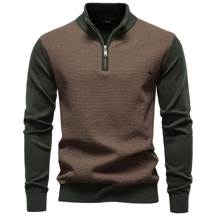 Men's Half-Zip Collar Cotton Pullover Sweater