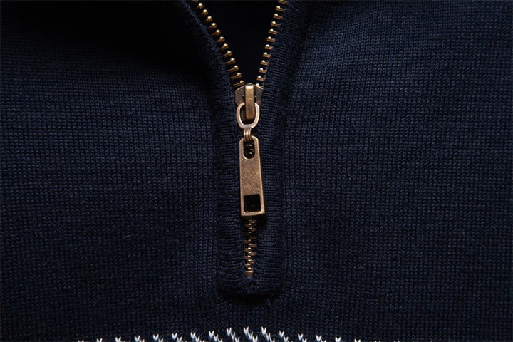 Men's Striped Half-Zip Knit Sweater