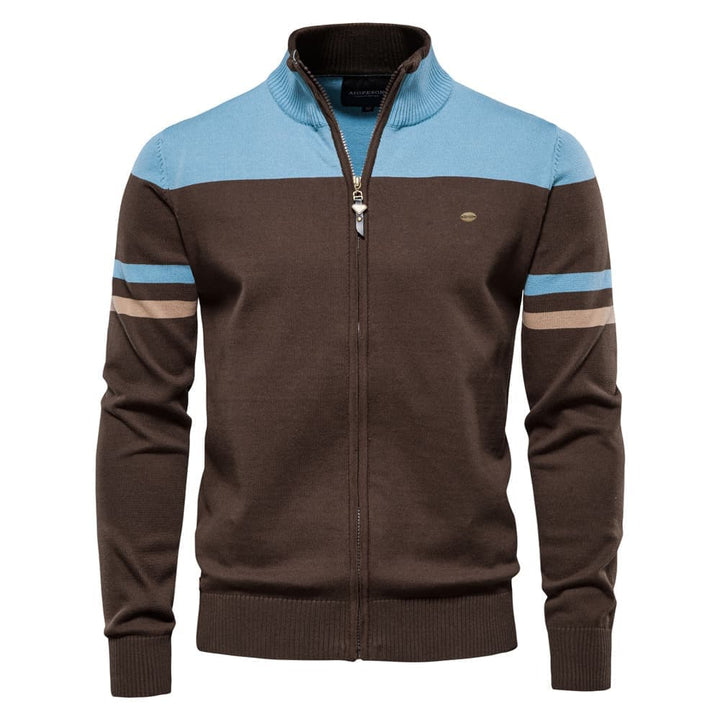 Men's Colorblock Zip-Up Knit Cardigan