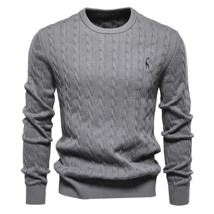 Men's Cable Knit Giraffe Pattern Sweater