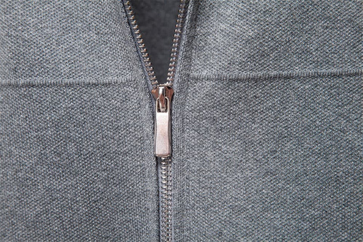 Men's Full-Zip Collared Knit Sweater