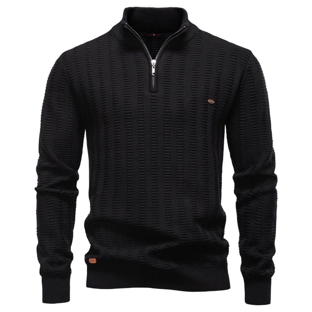 Men's Textured Half-Zip Knit Pullover Sweater