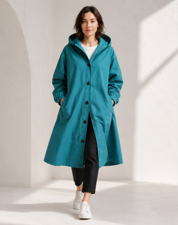 Women's Lightweight Hooded Trench Coat for Everyday Wear