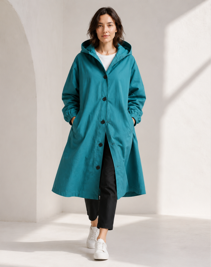 Women's Lightweight Hooded Trench Coat for Everyday Wear